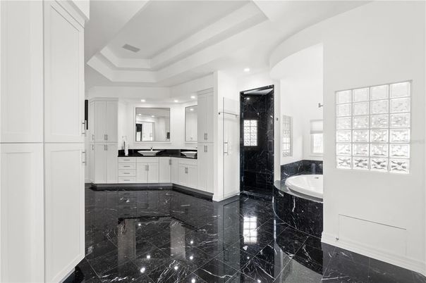 Bathroom, Interior, Marble, Recessed Lighting