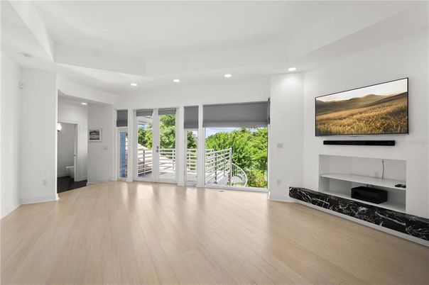 Empty room, Interior, Recessed Lighting, Wood Texture Flooring