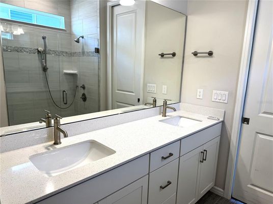Bathroom, Dual Sink Vanities, Glass Shower, Interior