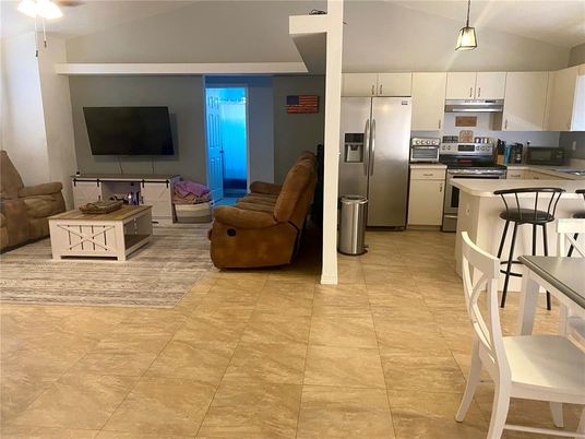 Interior, Kitchen, Living room, Pendant Lights, Stainless Steel Appliances