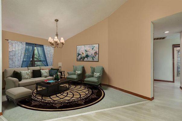 Chandelier, Interior, Living room, Recessed Lighting, Wood Texture Flooring