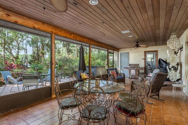 Dining room, Interior, Recessed Lighting, Sun Room, Wooden Ceilings