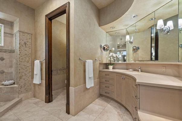 Bathroom, Glass Shower, Interior, Recessed Lighting
