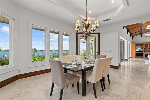 Chandelier, Dining room, Interior, Recessed Lighting, Water