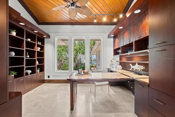 Home Office, Interior, Recessed Lighting, Wooden Ceilings