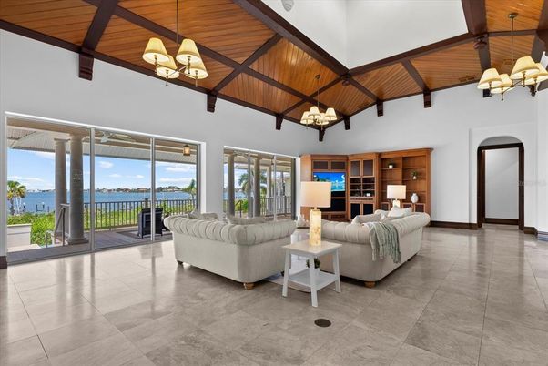 Chandelier, Interior, Living room, Water, Wooden Ceilings