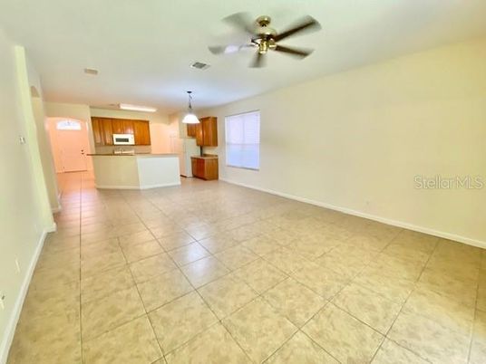 Empty room, Interior, Kitchen, Pendant Lights