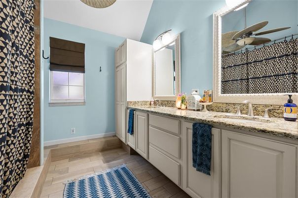 Bathroom, Dual Sink Vanities, Interior, Wood Texture Flooring