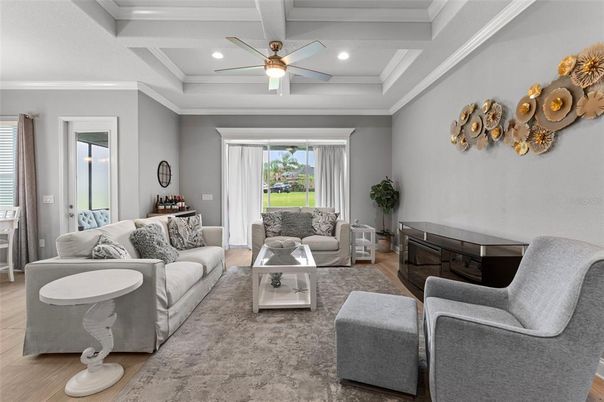Interior, Living room, Recessed Lighting, Wood Texture Flooring