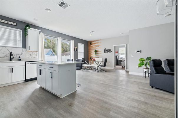 Interior, Kitchen, Recessed Lighting, Wood Texture Flooring