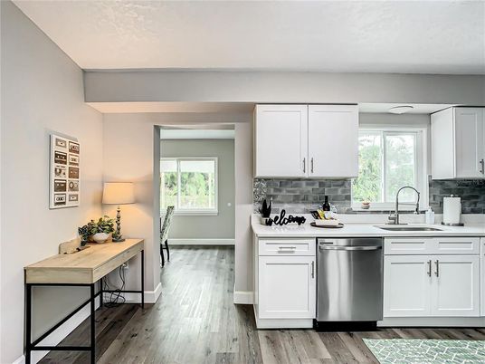 Interior, Kitchen, Stainless Steel Appliances, Wood Texture Flooring