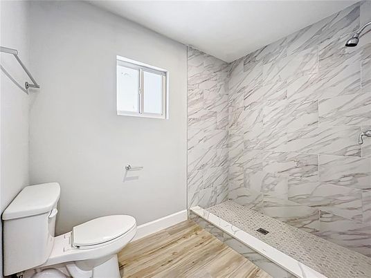 Bathroom, Interior, Marble Walls, Wood Texture Flooring