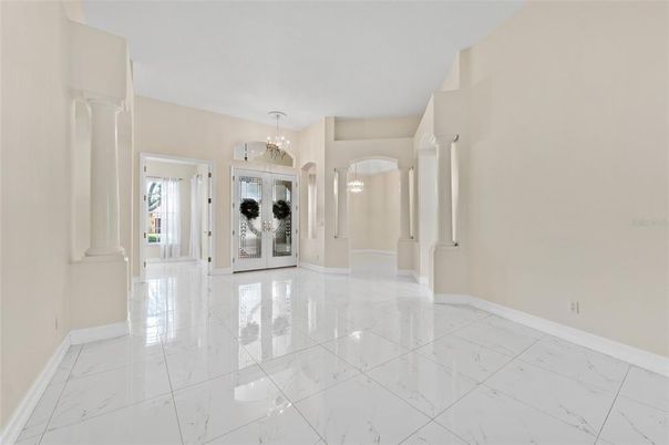Chandelier, Empty room, Interior, Marble