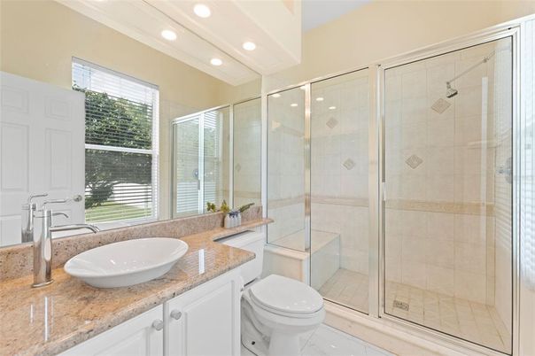 Bathroom, Glass Shower, Interior, Recessed Lighting