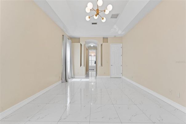Empty room, Interior, Marble, Pendant Lights