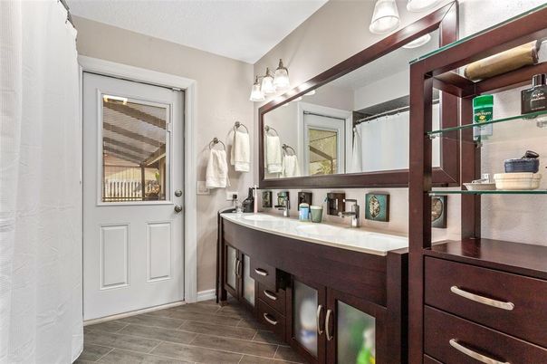 Bathroom, Dual Sink Vanities, Interior, Wood Texture Flooring