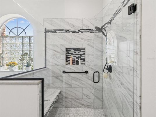 Bathroom, Glass Shower, Interior, Marble Walls