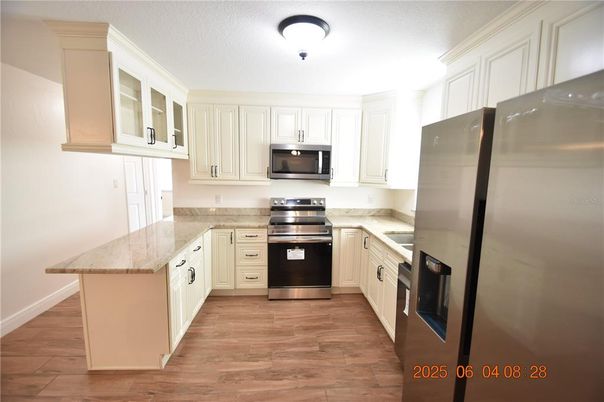 Interior, Kitchen, Stainless Steel Appliances, Wood Texture Flooring
