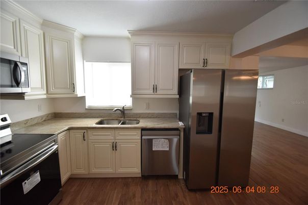 Interior, Kitchen, Stainless Steel Appliances, Wood Texture Flooring
