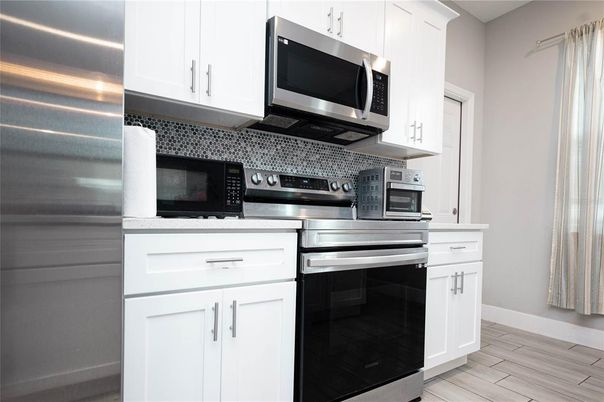 Interior, Kitchen, Stainless Steel Appliances, Wood Texture Flooring