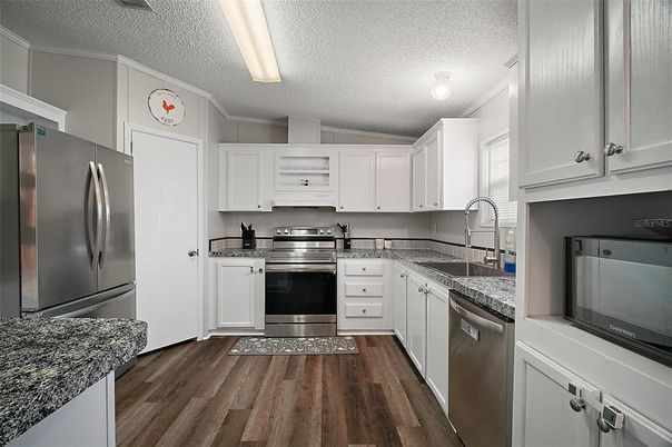 Interior, Kitchen, Stainless Steel Appliances, Wood Texture Flooring