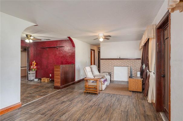 Interior, Stone Walls, Wood Texture Flooring