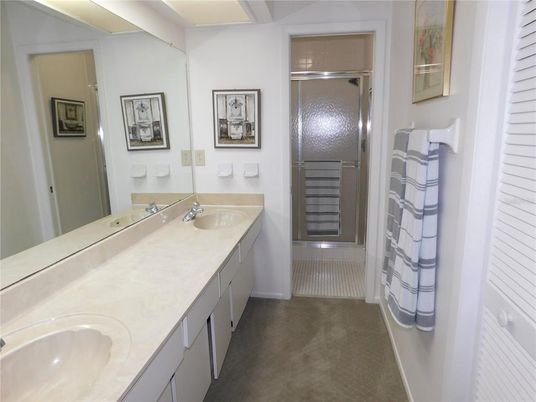 Bathroom, Dual Sink Vanities, Glass Shower, Interior