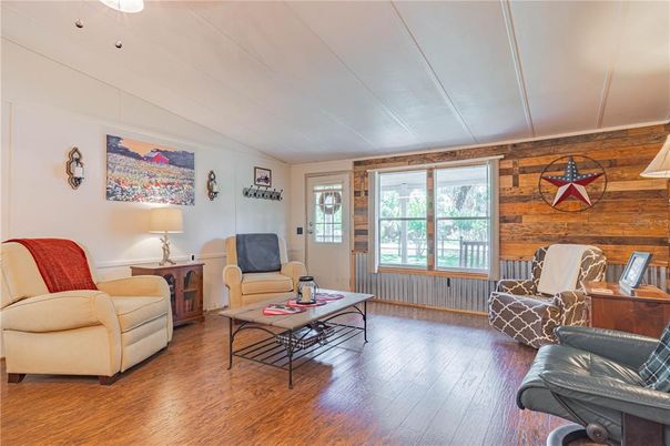 Interior, Living room, Stone Walls, Wood Texture Flooring