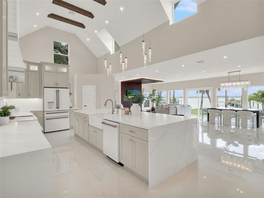 Interior, Kitchen, Pendant Lights, Recessed Lighting, Wooden Beams