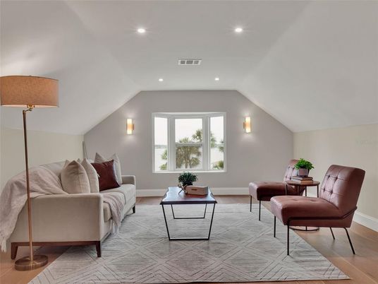 Interior, Living room, Recessed Lighting, Wood Texture Flooring