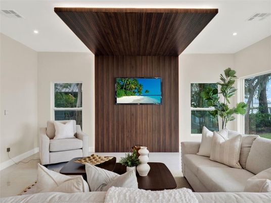 Interior, Living room, Recessed Lighting, Wooden Ceilings