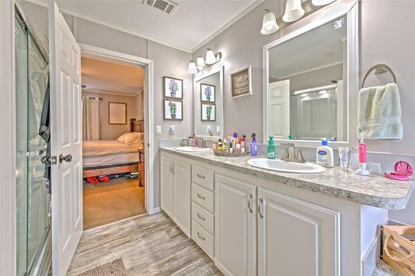Bathroom, Bedroom, Dual Sink Vanities, Interior, Wood Texture Flooring