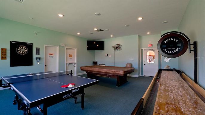 Billiard Table, Game Room, Interior, Recessed Lighting