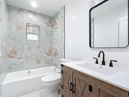 Bathroom, Interior, Marble Walls, Recessed Lighting