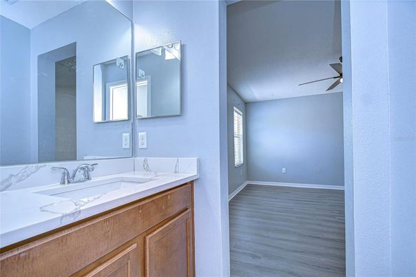 Bathroom, Dual Sink Vanities, Interior, Wood Texture Flooring
