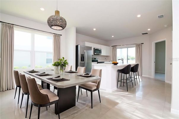 Dining room, Interior, Kitchen, Pendant Lights, Recessed Lighting, Stainless Steel Appliances
