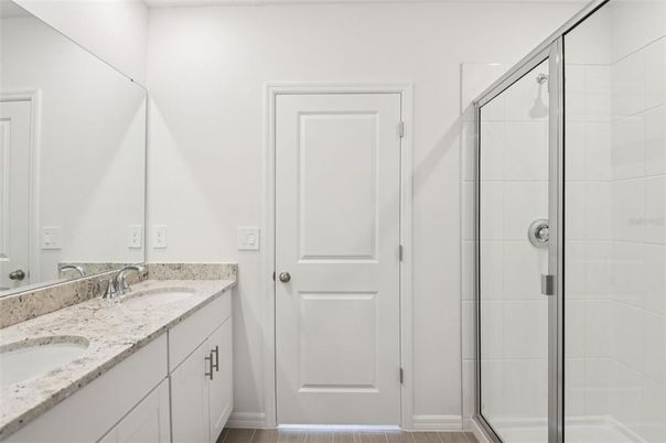 Bathroom, Dual Sink Vanities, Glass Shower, Interior