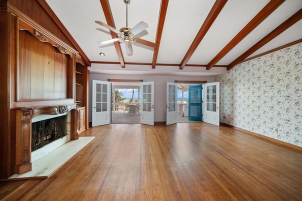 Empty room, Fireplace, Interior, Wood Texture Flooring