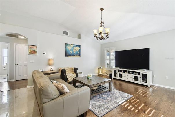 Chandelier, Interior, Living room, Wood Texture Flooring