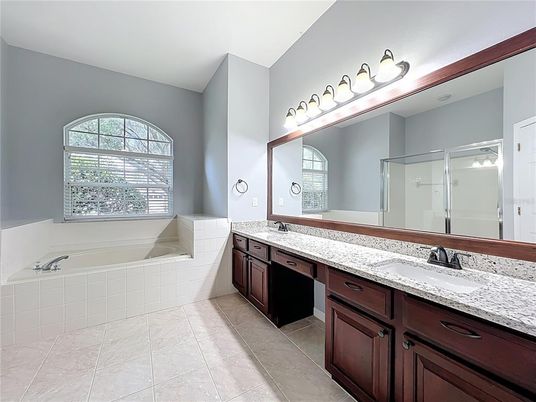 Bathroom, Dual Sink Vanities, Glass Shower, Interior