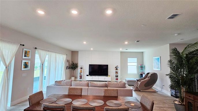Interior, Living room, Recessed Lighting, Wood Texture Flooring