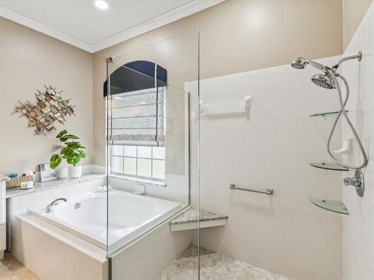 Bathroom, Glass Shower, Interior, Recessed Lighting