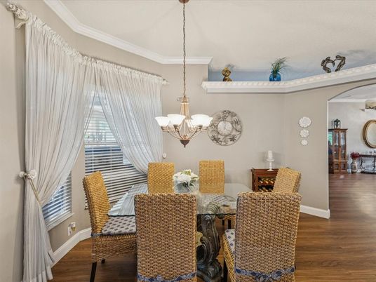 Chandelier, Dining room, Interior, Wood Texture Flooring