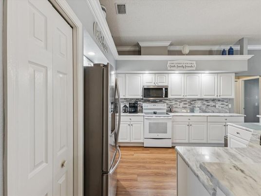Interior, Kitchen, Stainless Steel Appliances, Wood Texture Flooring