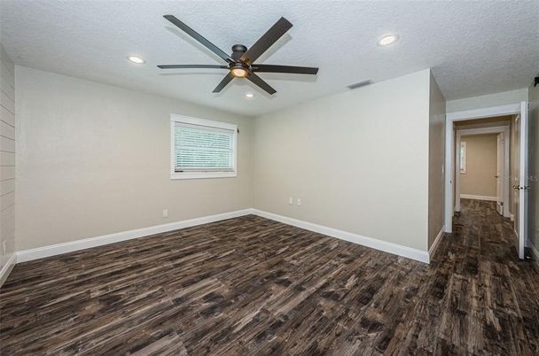 Empty room, Interior, Recessed Lighting, Wood Texture Flooring