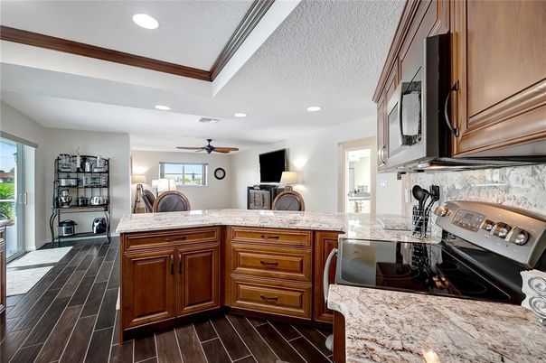 Interior, Kitchen, Recessed Lighting, Wood Texture Flooring