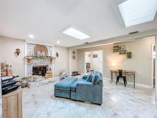 Fireplace, Interior, Living room, Marble, Recessed Lighting
