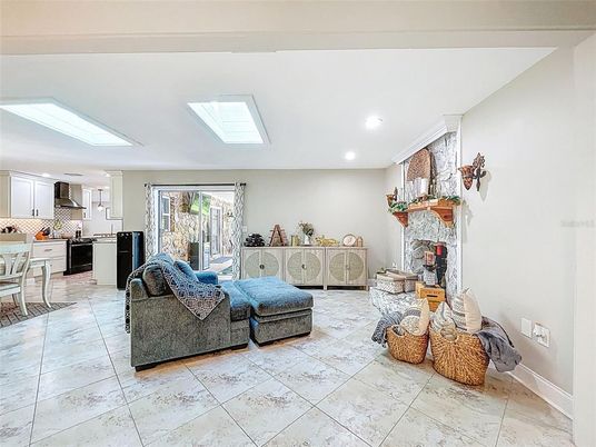 Dining room, Fireplace, Interior, Kitchen, Living room, Recessed Lighting