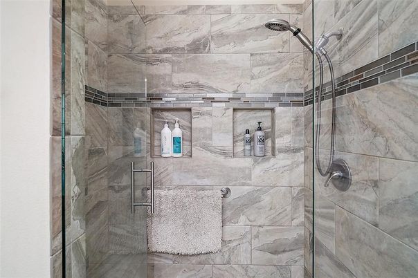 Bathroom, Glass Shower, Interior, Marble Walls