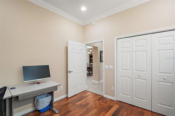 Home Office, Interior, Recessed Lighting, Wood Texture Flooring